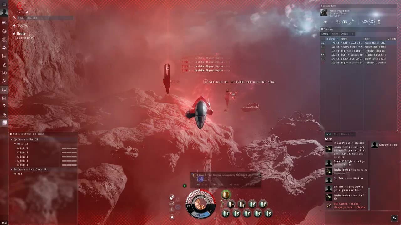 On singularity, I took an Omen Navy into the abyss's unstable zone