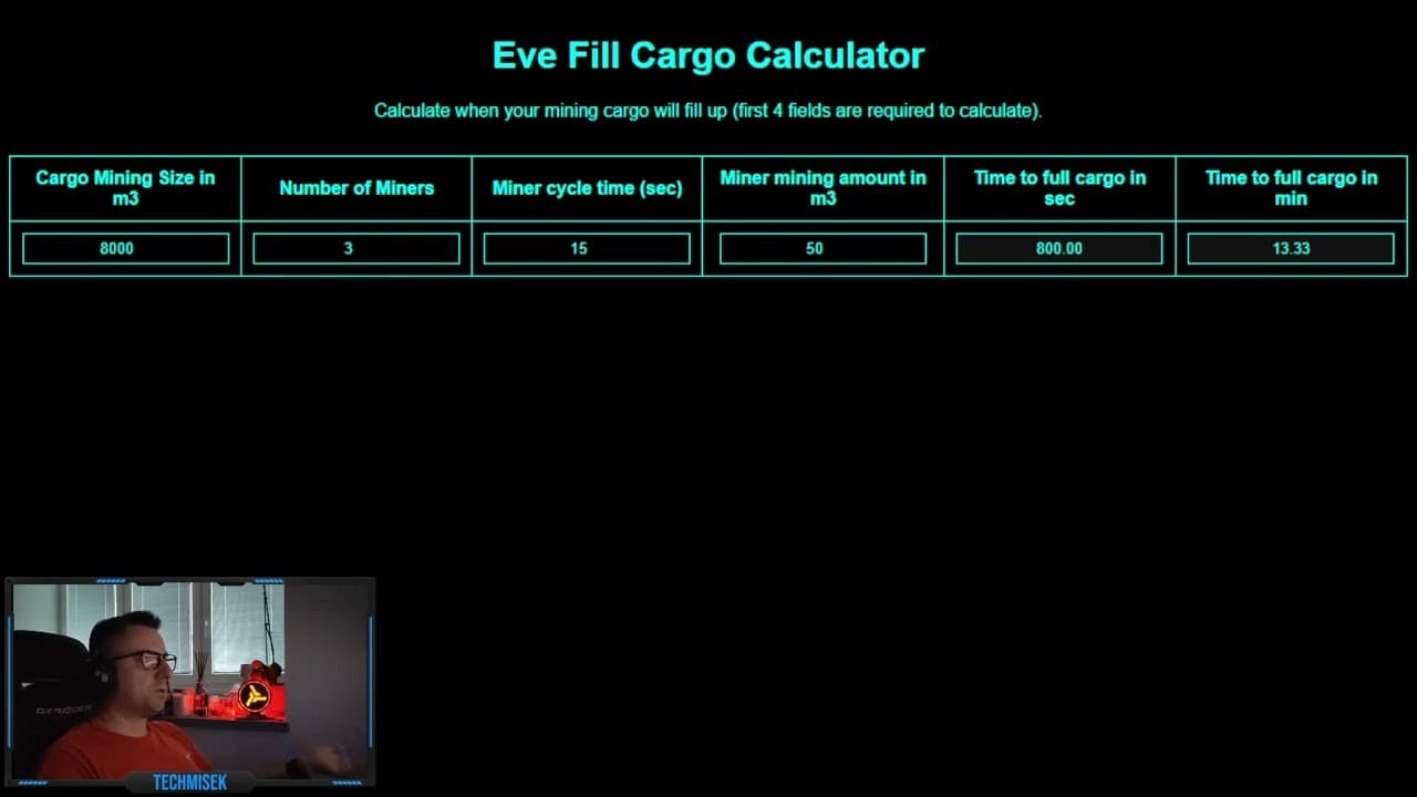 Eve Online - Fill Cargo Calculator (mining)