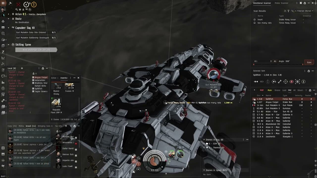 EvE 80m Hurricane outDPS drake navy and ferox navy at capsuleer day Event