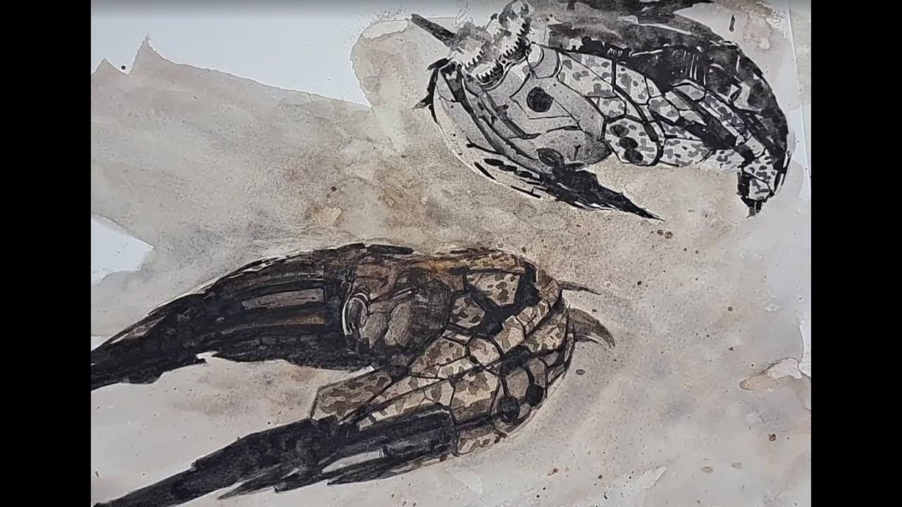 Azariel - Eve Online art - Watercolour painting process pt 2