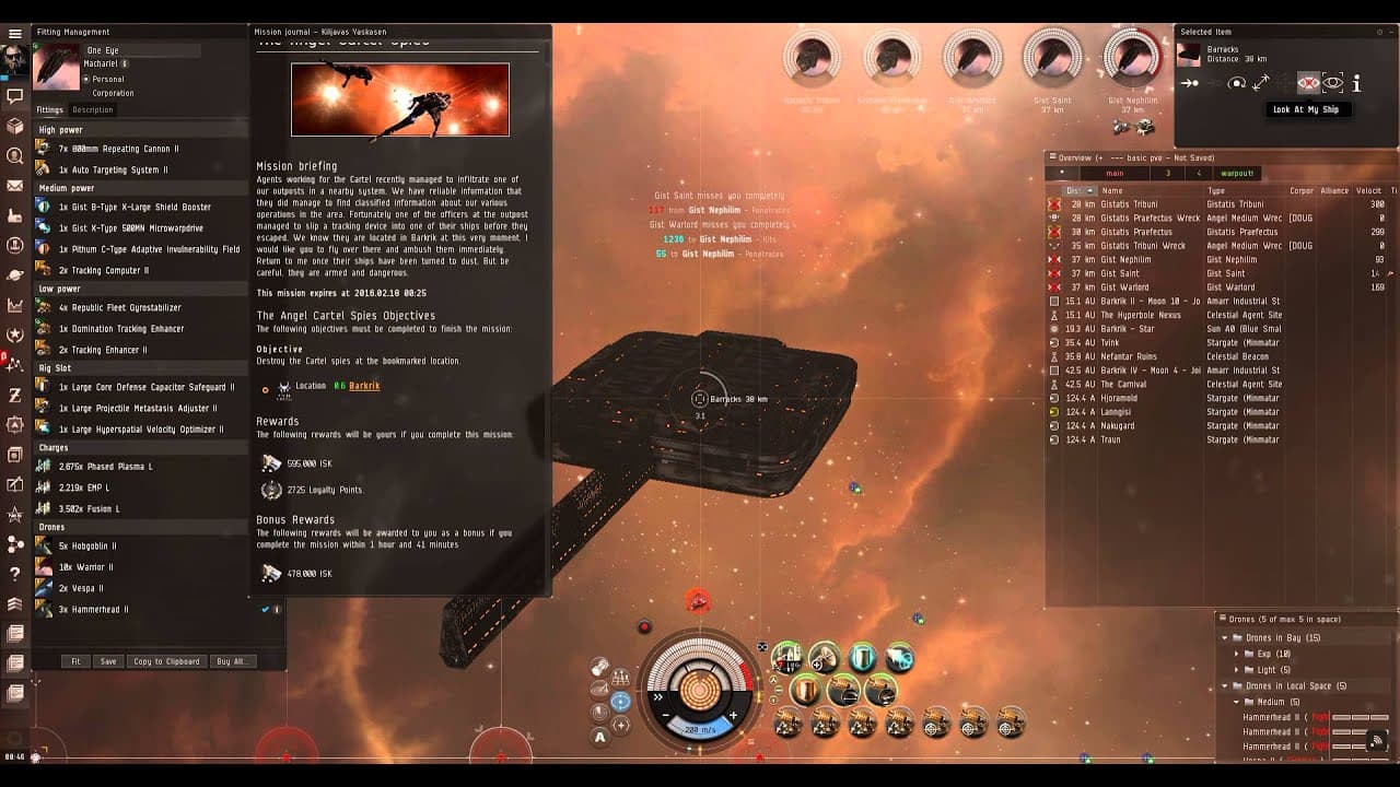 EVE Online: Angel Cartel Spies Level 4 vs Machariel