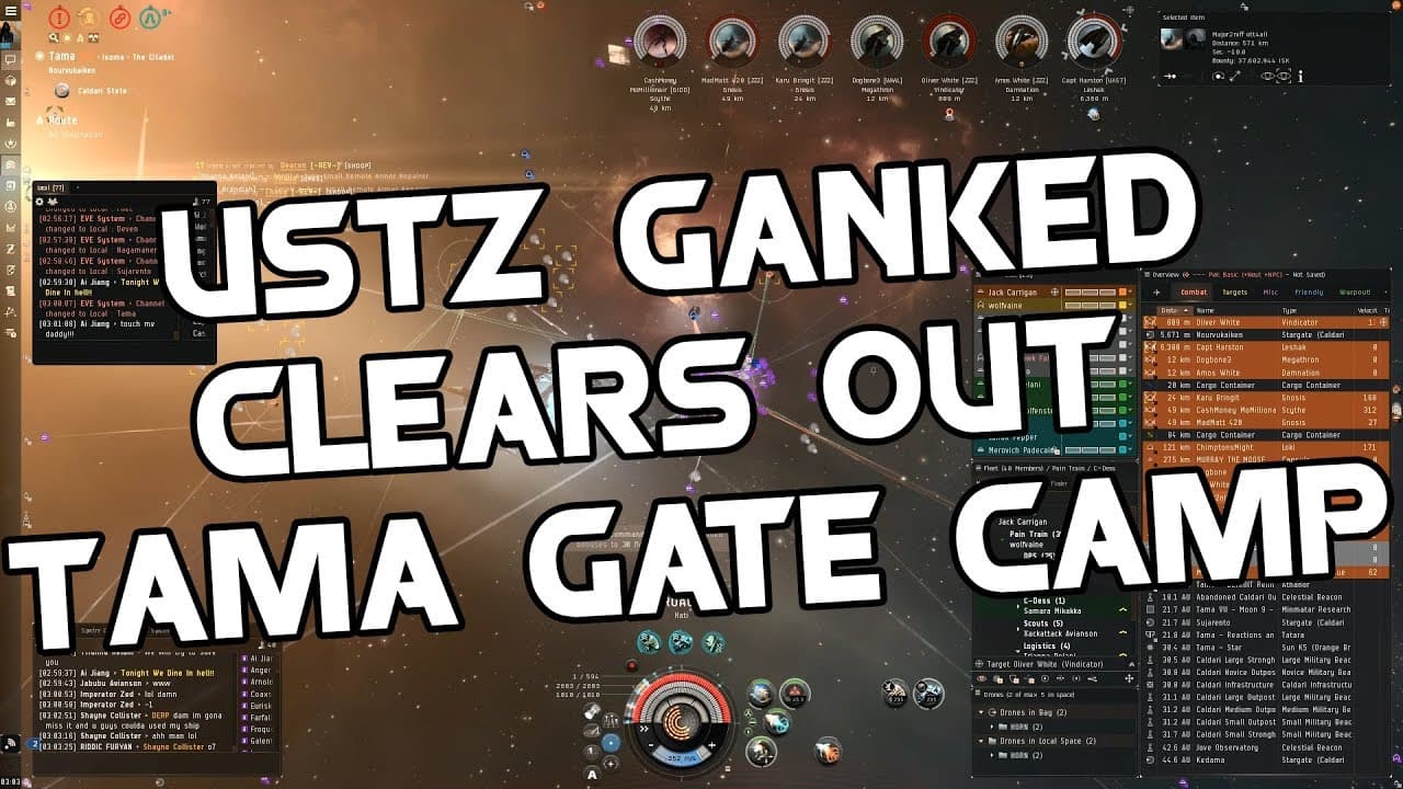 EVE Online - NPSI - Spectre Fleet USTZ GANKED Clears Out Tama Gatecamp