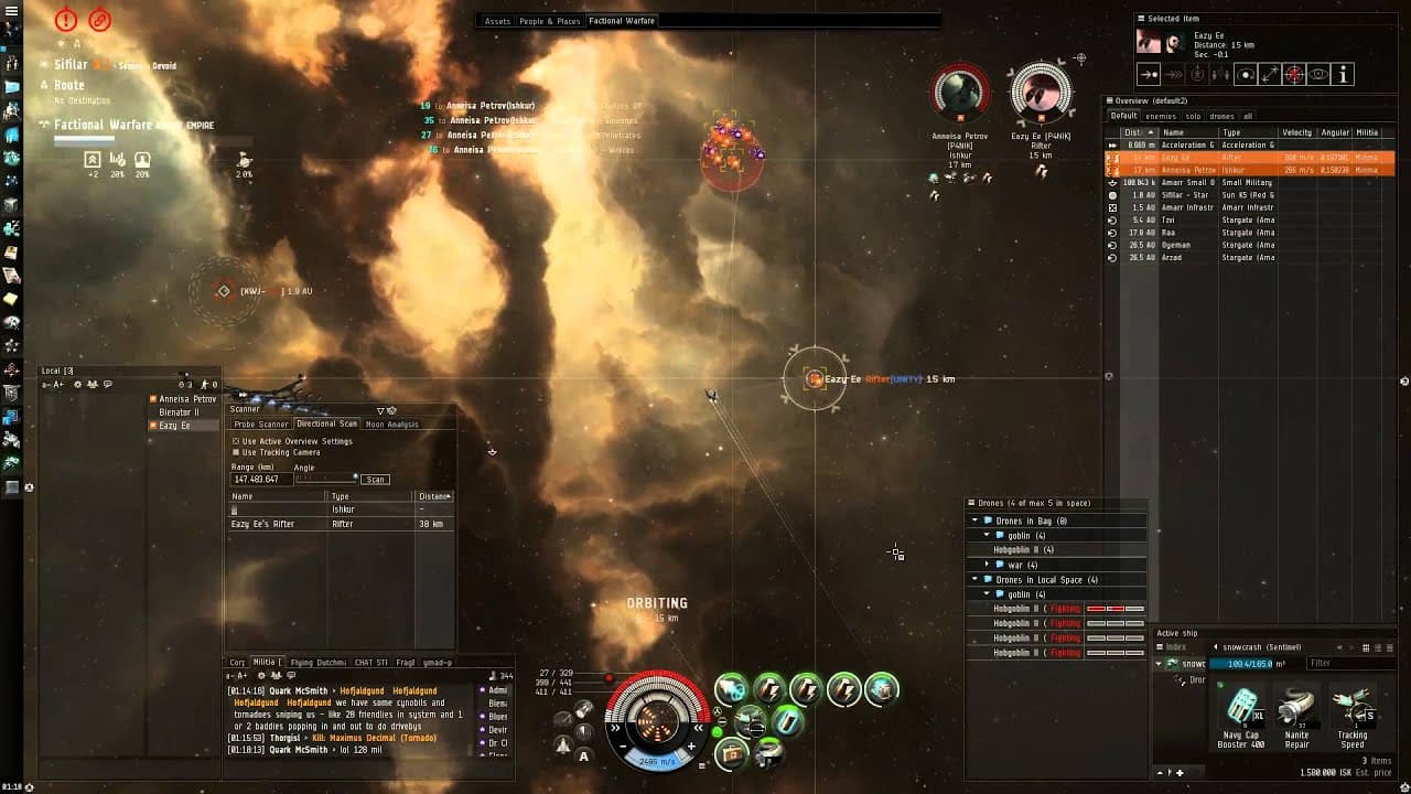 Eve Online: Sentinel vs Ishkur + Rifter
