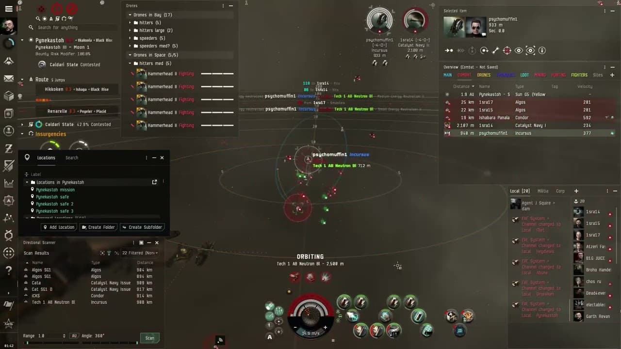 [EVE ONLINE] I take my neut vni to fight a gang in facwar. I kill a Catalyst Navy before i go kaput.