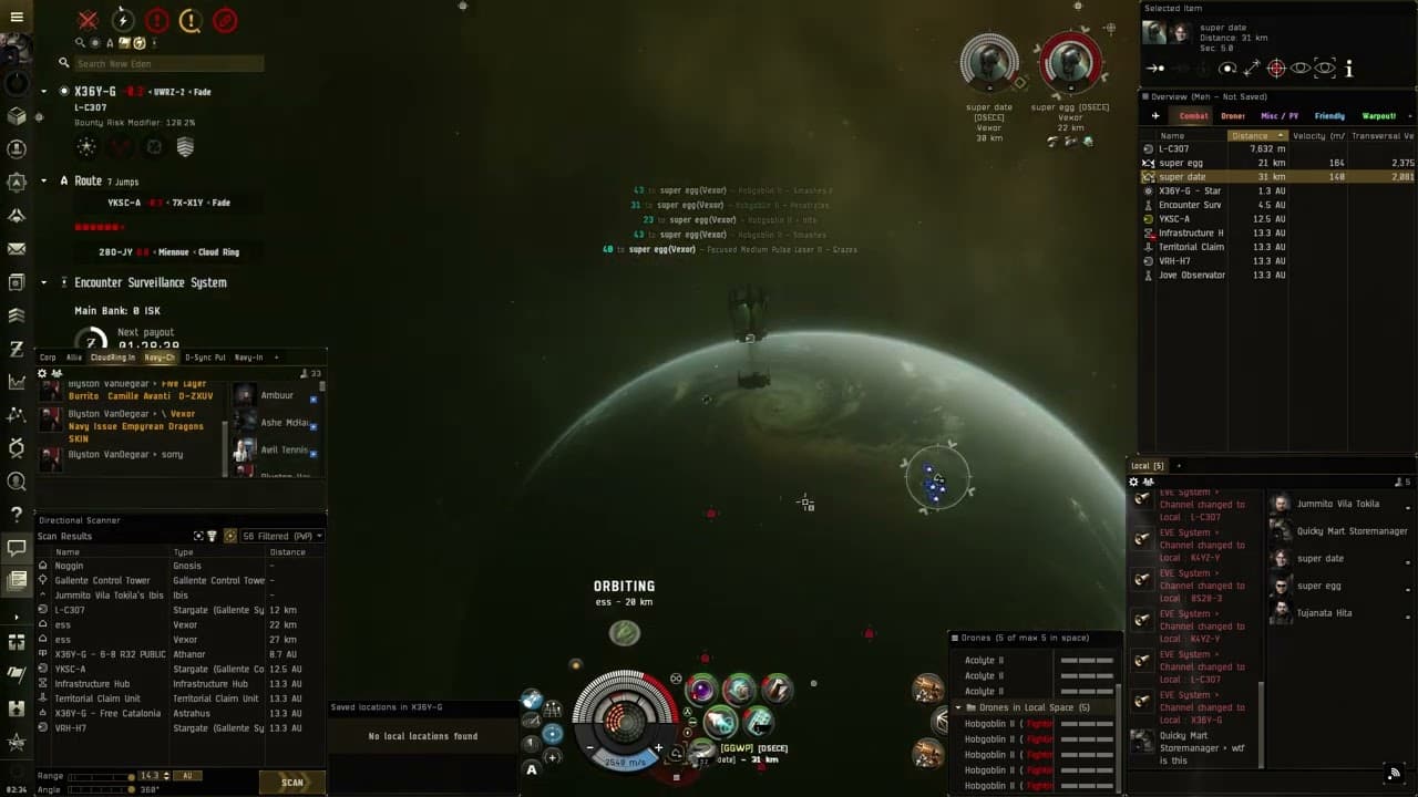 Eve Online Omen vs 2 vexors PVP