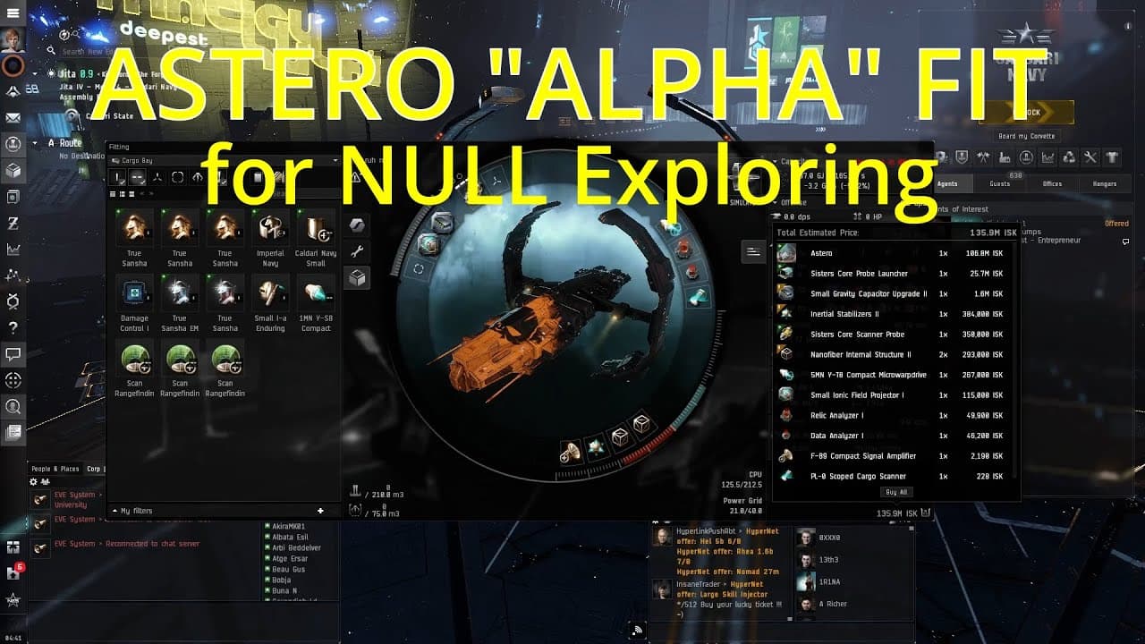 EVE ONLINE - Astero "Alpha" Fit for NULL Exploring (hacking Relic and Data sites)