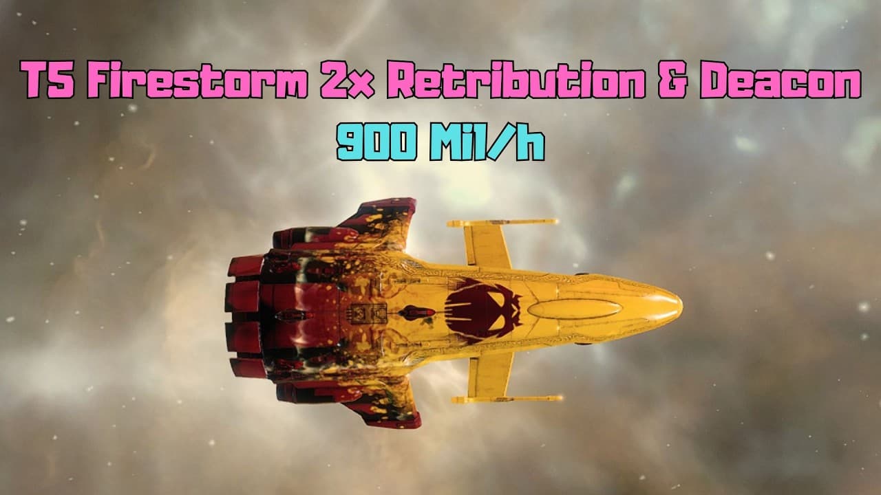 EVE Online T5 Firestorm in 2x Retribution & Deacon - 900 mil/h