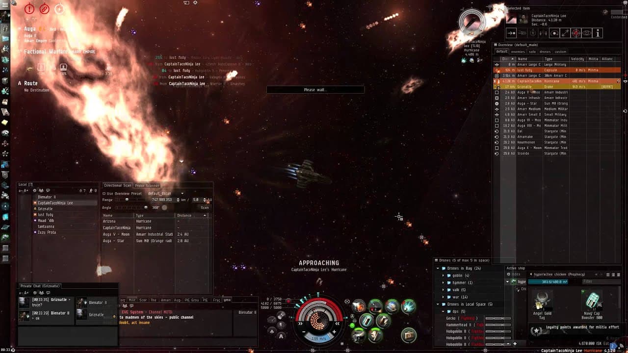 Eve Online: Prophecy vs 2x Hurricane - a wild Drake appears