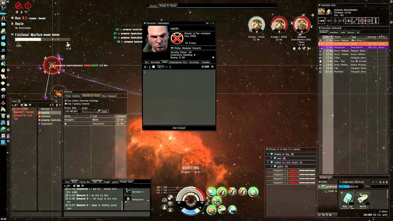 Eve Online: Sentinel + Executioner vs bait Maller