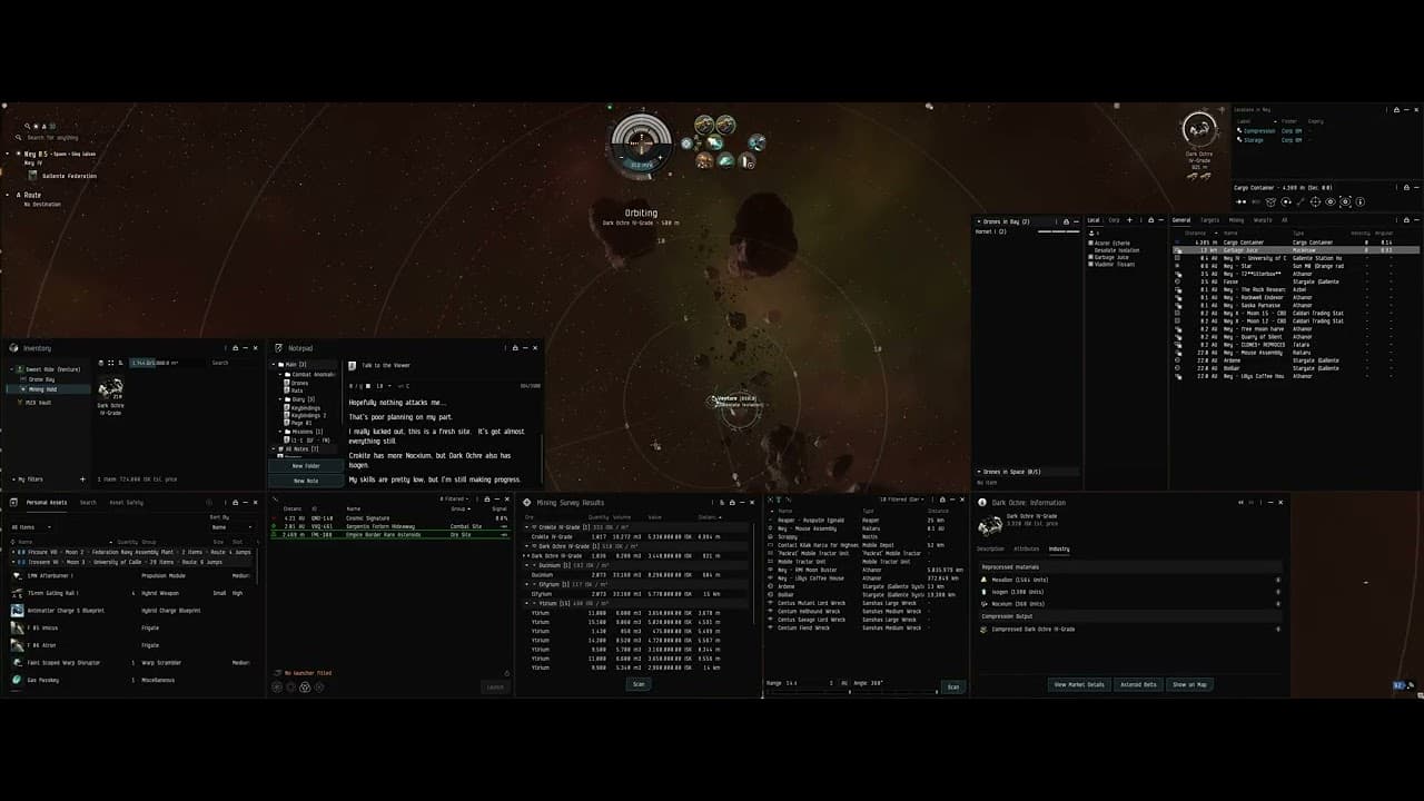 EVE Online - Empire Border Rare Asteroid Belt mining.