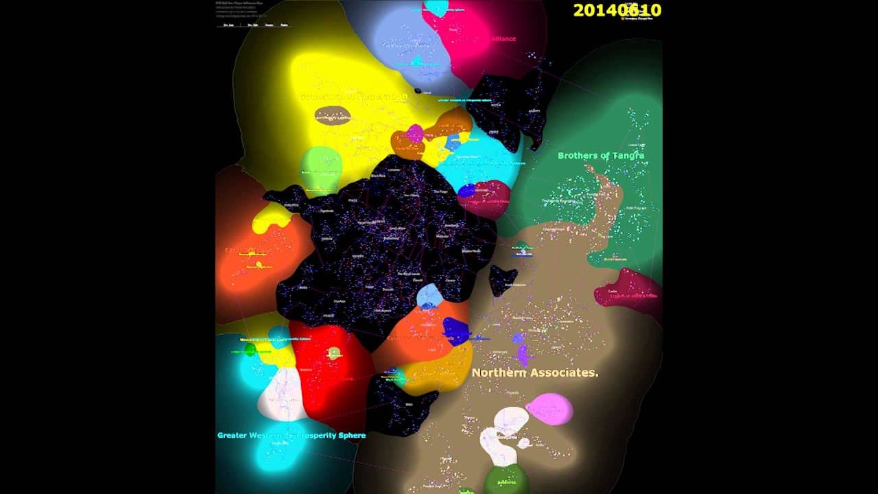 EVE Online influence map 1.1.2014 - 31.8.2014