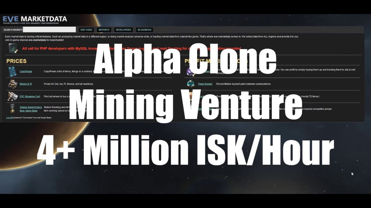 Alpha Clone Mining Venture = 4+ Million ISK per Hour