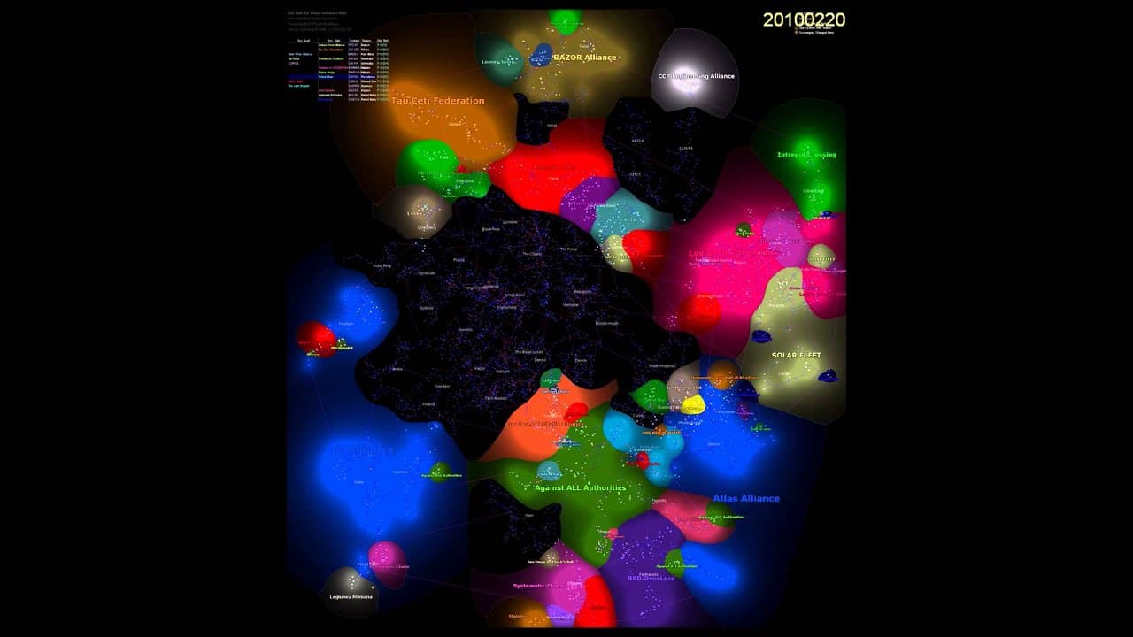 EVE Online influence map 2007 - 2014