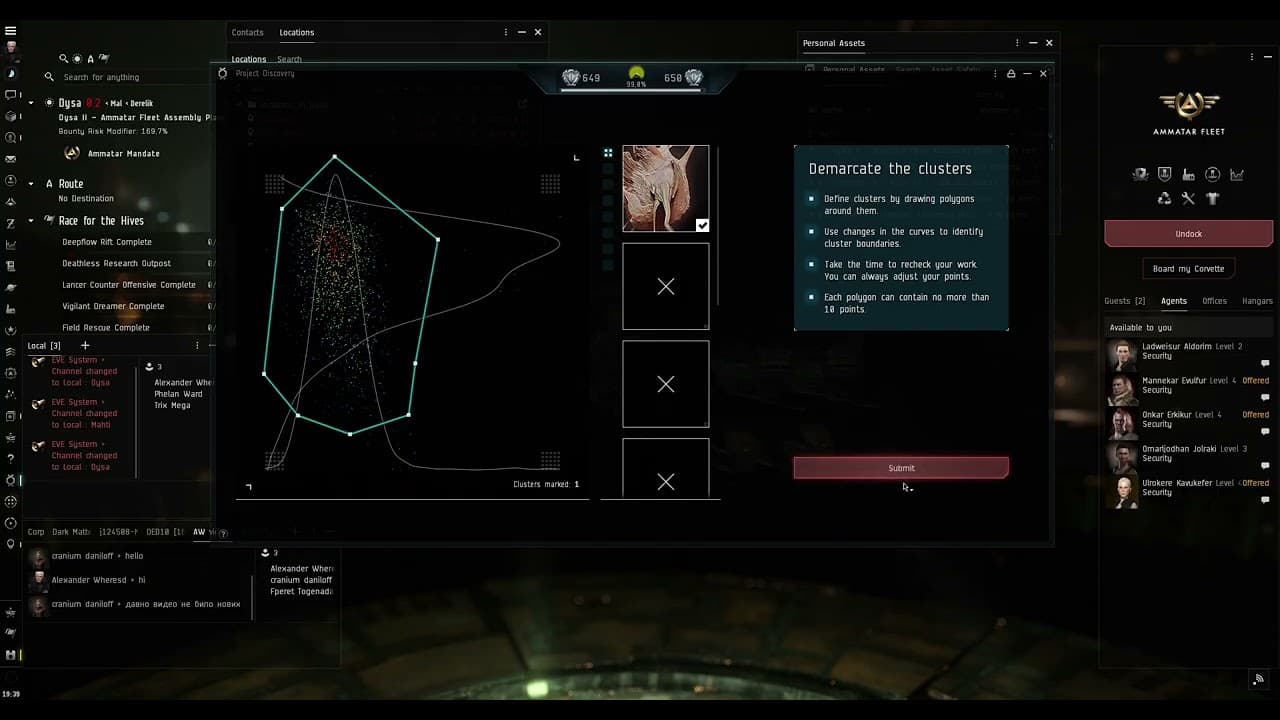 EVE-online. Discovery 650 level + Marshal Biosecurity Responders SKIN