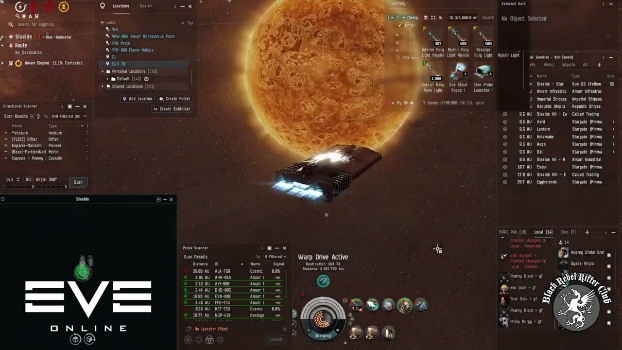 Eve Online Black Rebel Rifter Club Deluge PVP hunting Venture and Pioneer