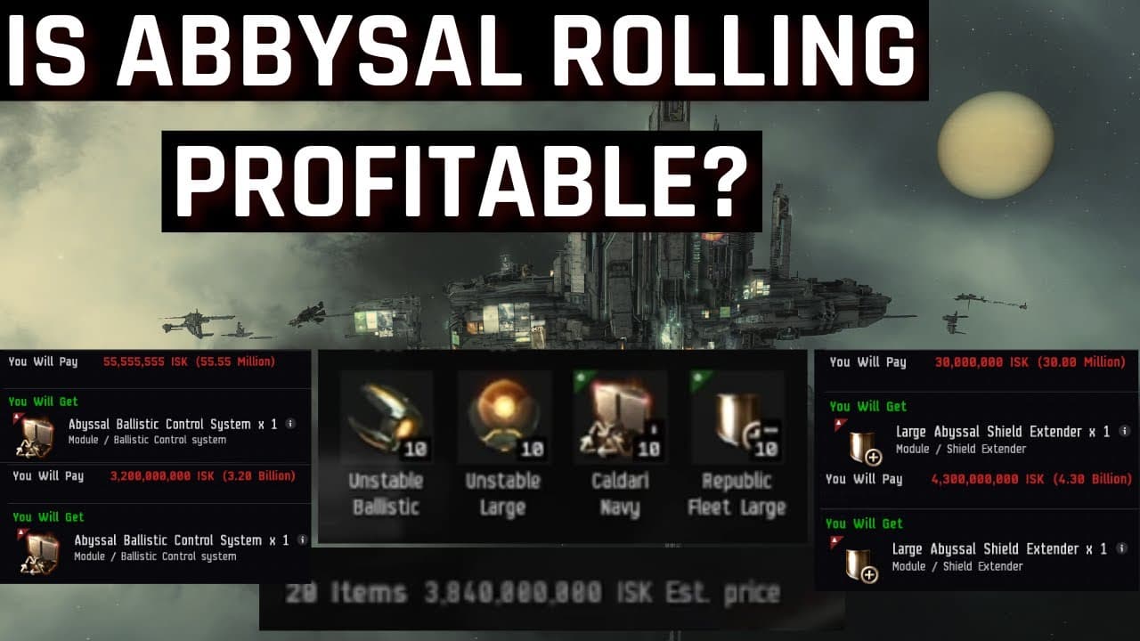 EVE Online - Rolling Faction Abbysal Mods and Profit Analysis - BCS/LSE