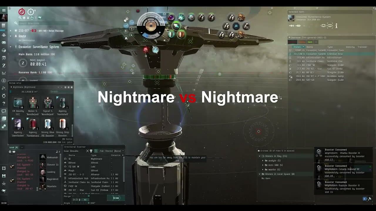 EVE online, solo Nightmare VS Nightmare, 1v1 pvp.