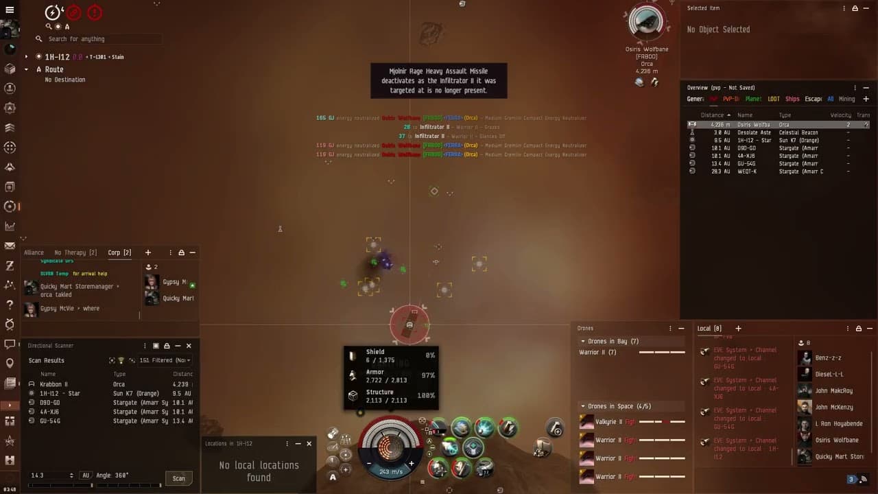 EVE   Solo Sacrilege tackles Orca