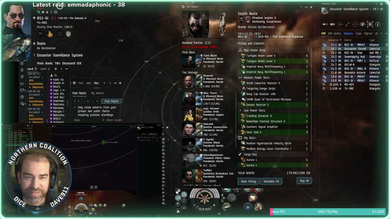*EveOnline* *PVP* Standing Fleet Hunter 2 Orths, bling Dramiel  21/11